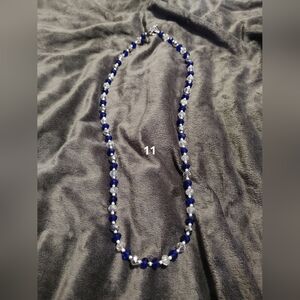 Elegant Blue and Silver Beaded Necklace